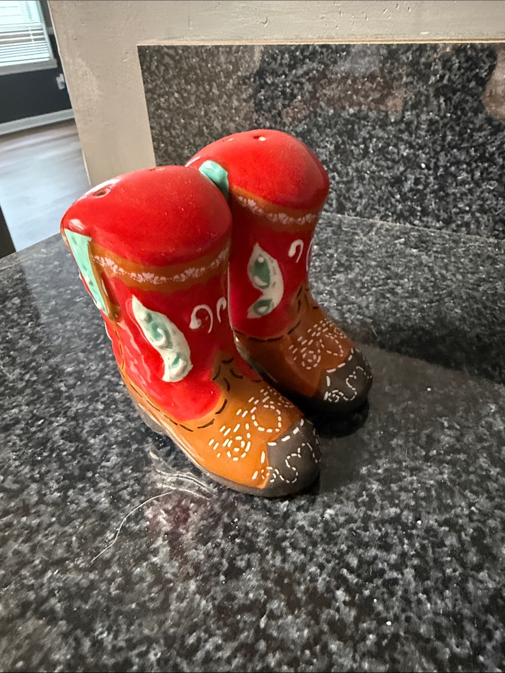 Ceramic Cowboy Boot Salt & Pepper Shakers - used them as decorative.